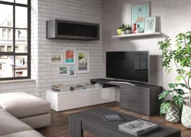 Muebles de salón Nexus blanco y gris oscuro miniatura 1
