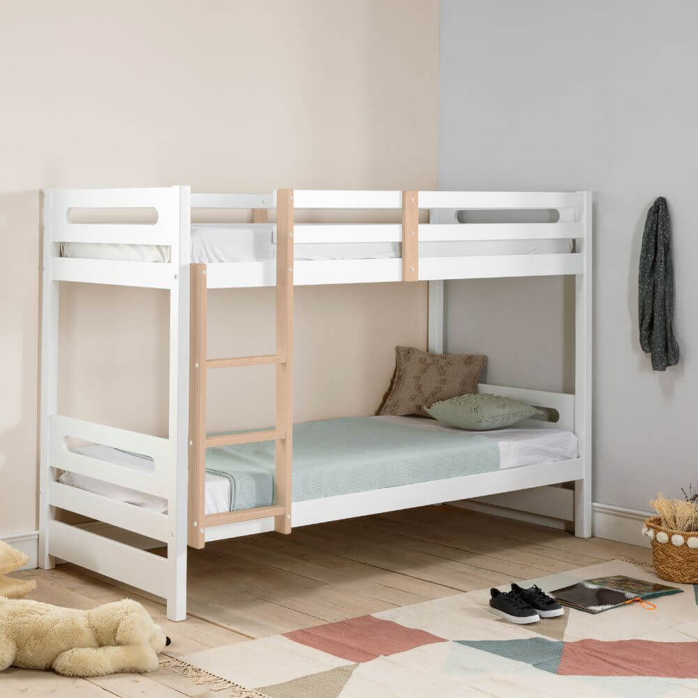 Litera de 90 x 190 blanco y roble