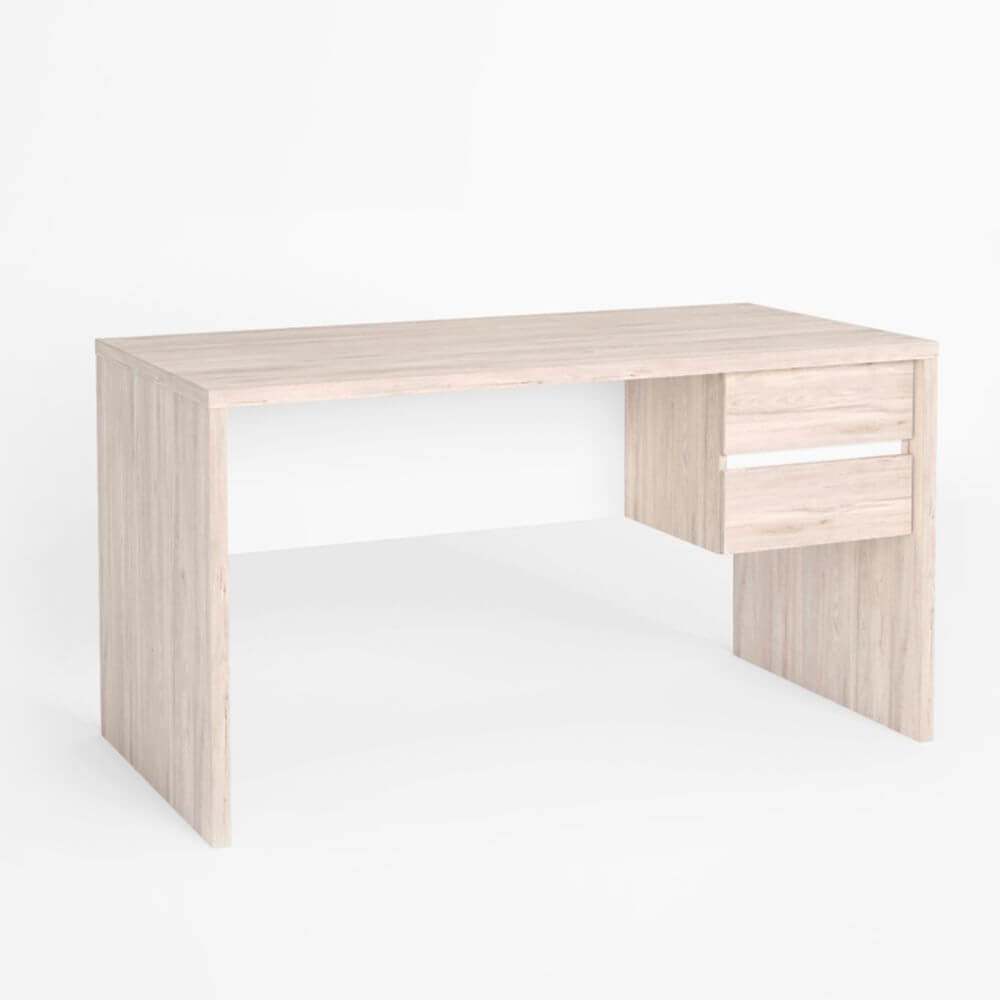 Mesa de estudio en color Sahara y blanco