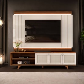 Mueble y panel VINTAGE, marroquin y blanco roto, 220 cms. miniatura 1