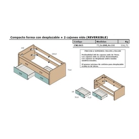 Compacto Forma Con Desplazable + 2 Cajones Nido Greatimes miniatura 3
