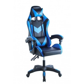 Silla gaming negra con detalles azules miniatura 1