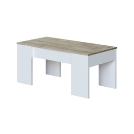 Mesa de centro elevable roble y blanca miniatura 3