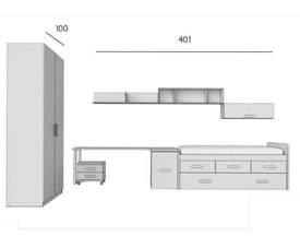 COMPOSICIÓN DE DORMITORIO JUVENIL COMPLETA 109 miniatura 3
