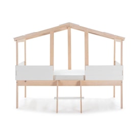 Cama cabaña blanca y cera blanca con escaleras miniatura 2