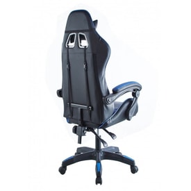 Silla gamer negra con detalles azules miniatura 3