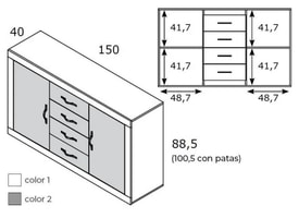 Aparador 305 150 Cm miniatura 4
