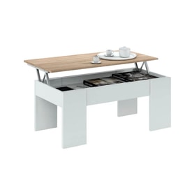 Mesa de centro elevable roble y blanca miniatura 1