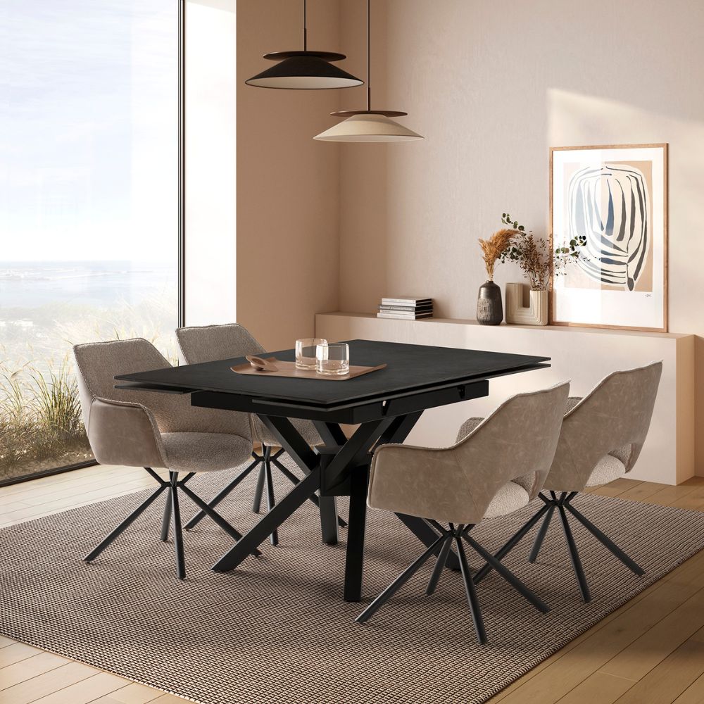 Mesa cuadrada extensible de piedra Mirlene