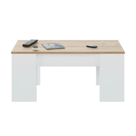 Mesa de centro elevable roble y blanca miniatura 2