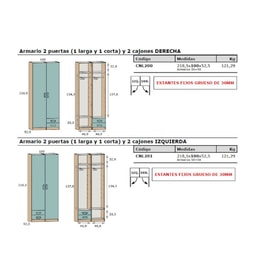Armario De 2 Puertas con 2 Cajones ( 100 Cm) Pride miniatura 2