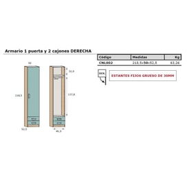 Armario De 1 Puerta ( 50 Cm) Florence Wood miniatura 2