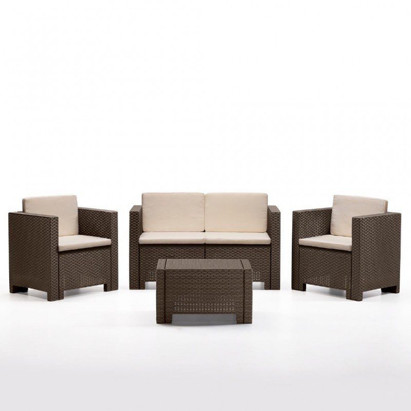 Conjunto de 2 Sillones, Sofá de 2 plazas y Mesa baja + Cojines 02