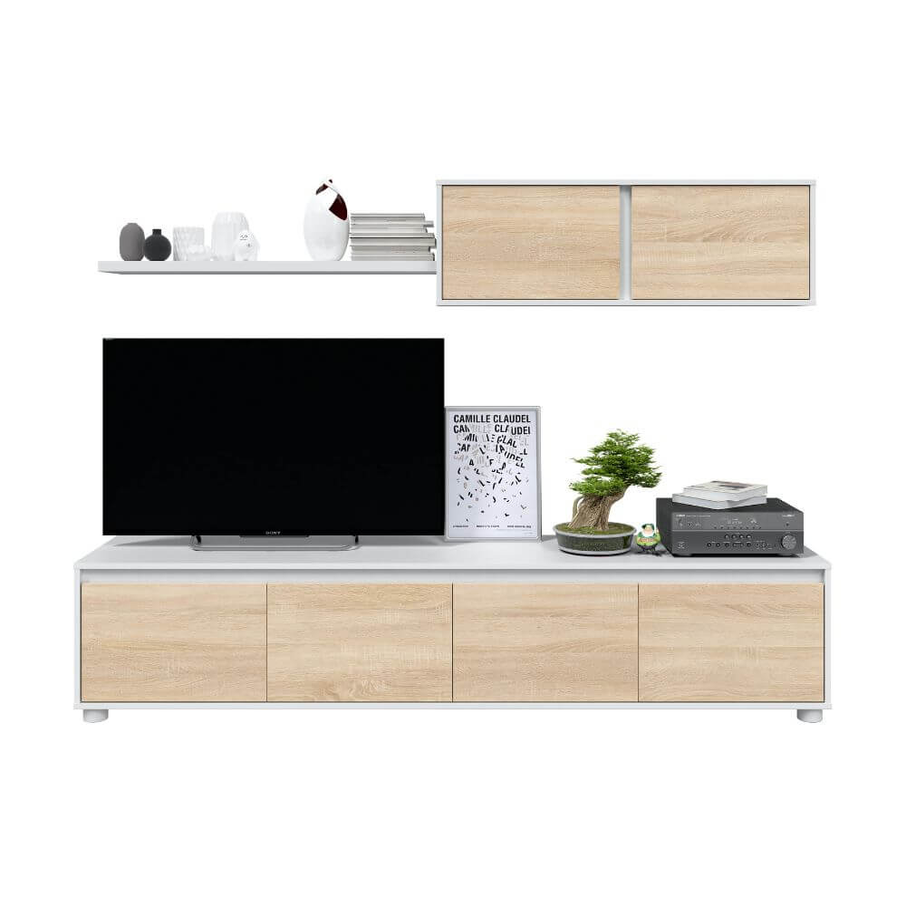 Muebles de televisión Alida roble más estante