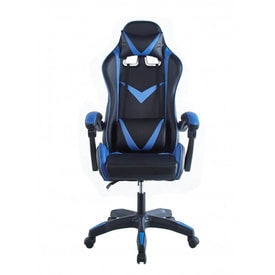 Silla gamer negra con detalles azules miniatura 2