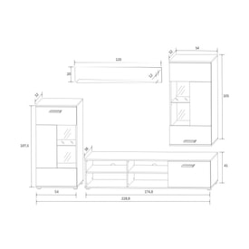 Composición de televisión roble Led Maedhros miniatura 4