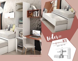 Composición de dormitorio juvenil completa 101 miniatura 2