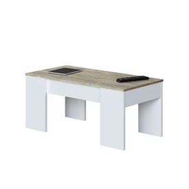 Mesa de centro elevable roble y blanca miniatura 4