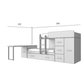 Composición Juvenil Con Litera, Vestidor, Zapatero Y Mesa De Estudio miniatura 4