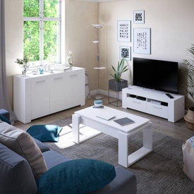 Mueble de televisión blanco 120 cm miniatura 2