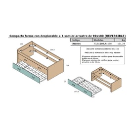 Compacto Forma Con Desplazable + 1 Somier De Arrastre Hope miniatura 3