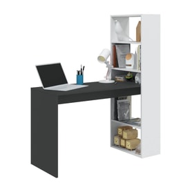 Mesa de escritorio negra con estantería miniatura 3