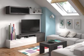 Muebles de salón Nexus blanco y gris oscuro miniatura 2