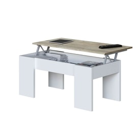 Mesa de centro elevable roble y blanca miniatura 6