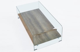 Mesa de centro cristal transparente con bandeja miniatura 2