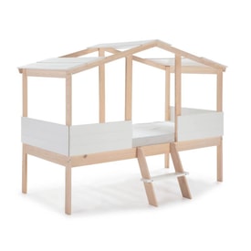 Cama cabaña blanca y cera blanca con escaleras miniatura 3