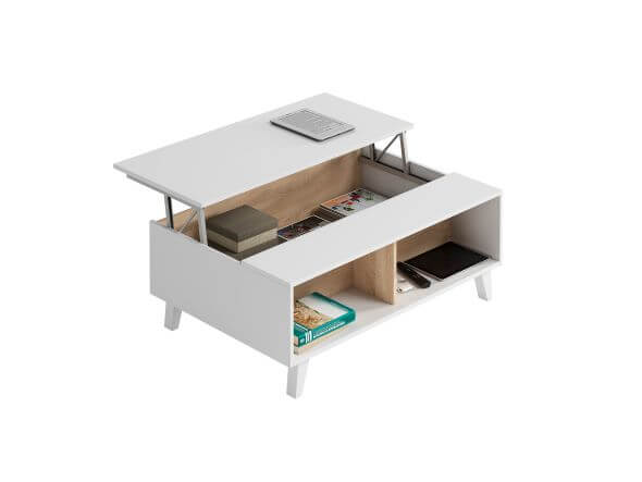 Mesa de centro extensible con huecos