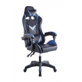 Silla gamer negra con detalles azules miniatura 1