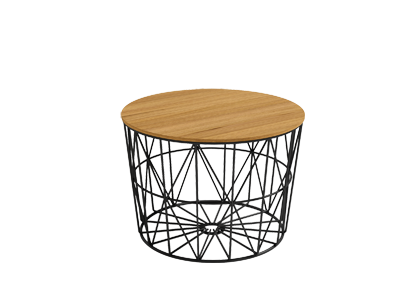 Mesa centro ATLÁNTICO Ø60 estructura negra - sobre madera