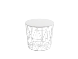 Mesa auxiliar ATLÁNTICO Ø48 estructura blanca - sobre blanco