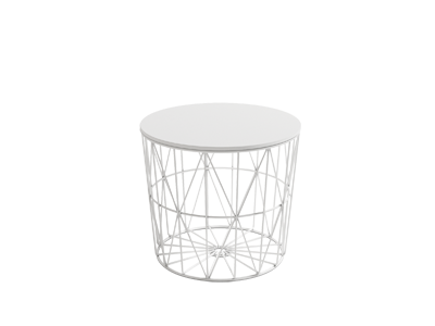 Mesa auxiliar ATLÁNTICO Ø48 estructura blanca - sobre blanco