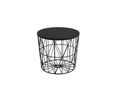 Mesa auxiliar ATLÁNTICO Ø48 estructura negra - sobre negro