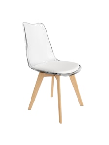 Silla VEGAS transparente con patas de madera