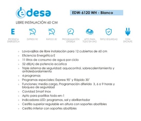 Lavavajillas Edw-6120 Wh Electro. Referencia miniatura 7