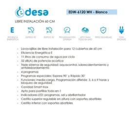 Lavavajillas Edw-6120 Wh Electro. Referencia miniatura 8