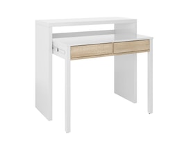 Consola escritorio extensible Tyrion Blanco Artik y Roble Canadian