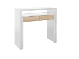 Consola escritorio extensible Tyrion Blanco Artik y Roble Canadian miniatura 2