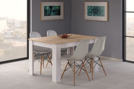 Mesa de comedor extensible 90x140-190 cm Roble Canadian y Blanco Artik