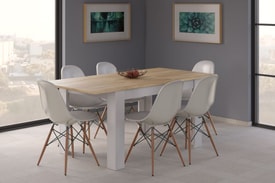 Mesa de comedor extensible 90x140-190 cm Roble Canadian y Blanco Artik miniatura 11