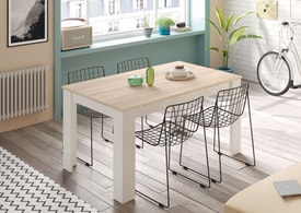 Mesa de comedor extensible 90x140-190 cm Roble Canadian y Blanco Artik miniatura 12