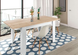 Mesa de comedor extensible 90x140-190 cm Roble Canadian y Blanco Artik miniatura 4