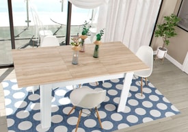Mesa de comedor extensible 90x140-190 cm Roble Canadian y Blanco Artik miniatura 6