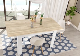 Mesa de comedor extensible 90x140-190 cm Roble Canadian y Blanco Artik miniatura 7