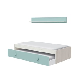 Cama Nido Juvenil Enjoy con Estante Blanco Alpes y Verde Acqua