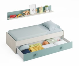 Cama Nido Juvenil Enjoy con Estante Blanco Alpes y Verde Acqua miniatura 2