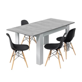Mesa de comedor extensible Cemento y Blanco Artik